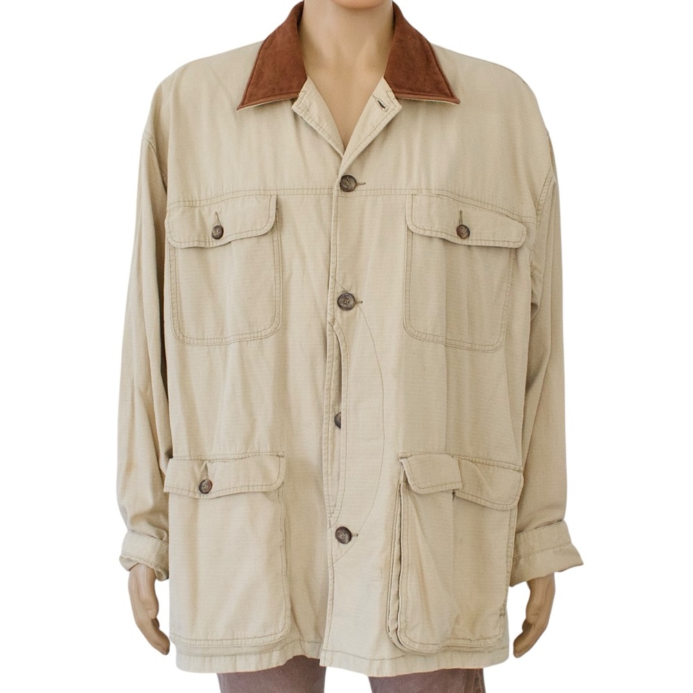 Vintage Orvis Field Jacket Men’s XL Beige Tan Ripstop Cotton